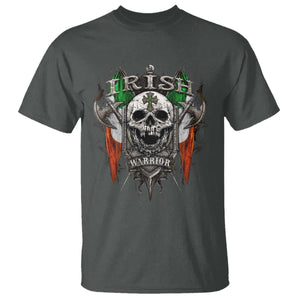 Funny Irish Warrior T Shirt Vintage Skull Celtic Cross Ireland Flag TS11 Dark Heather Print Your Wear