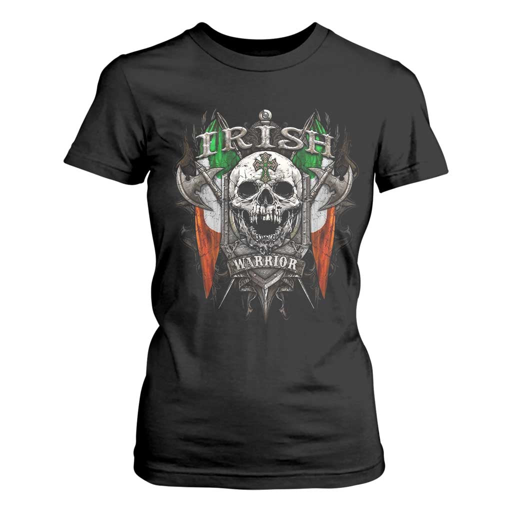 Funny Irish Warrior T Shirt For Women Vintage Skull Celtic Cross Ireland Flag TS11 Black Print Your Wear