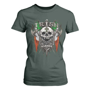 Funny Irish Warrior T Shirt For Women Vintage Skull Celtic Cross Ireland Flag TS11 Dark Forest Green Print Your Wear