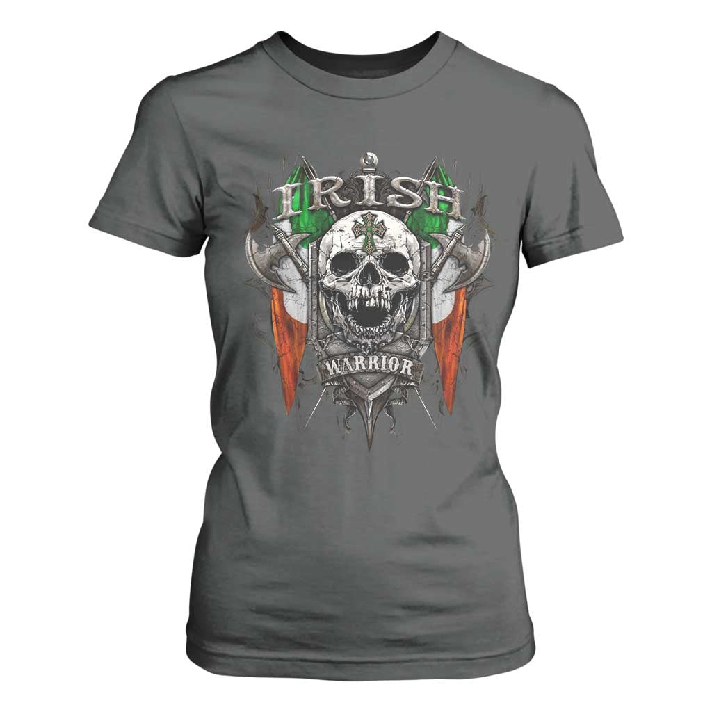 Funny Irish Warrior T Shirt For Women Vintage Skull Celtic Cross Ireland Flag TS11 Dark Heather Print Your Wear