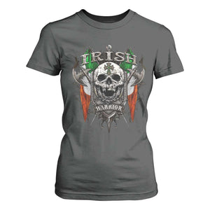 Funny Irish Warrior T Shirt For Women Vintage Skull Celtic Cross Ireland Flag TS11 Dark Heather Print Your Wear