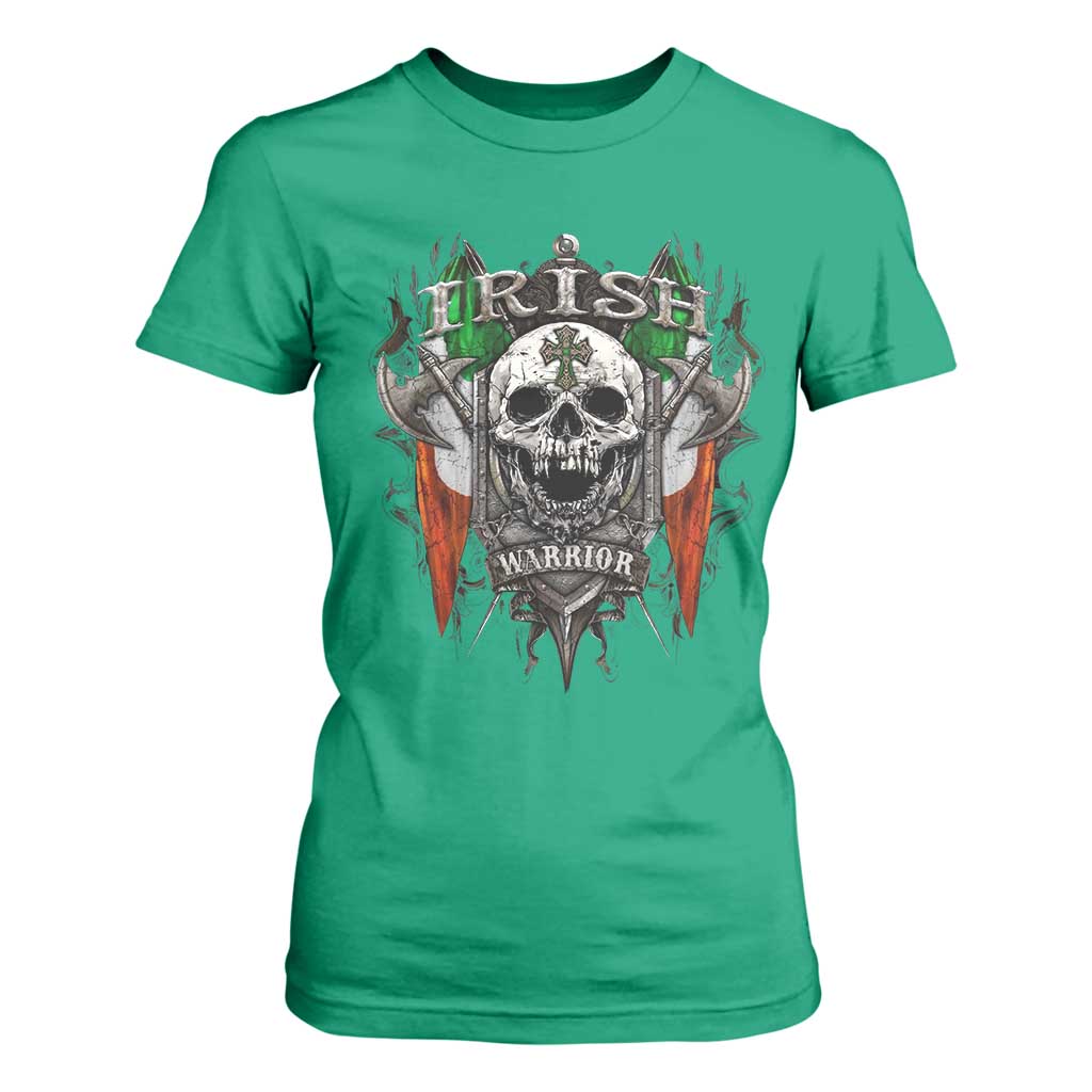 Funny Irish Warrior T Shirt For Women Vintage Skull Celtic Cross Ireland Flag TS11 Irish Green Print Your Wear