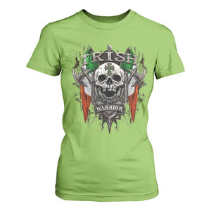 Funny Irish Warrior T Shirt For Women Vintage Skull Celtic Cross Ireland Flag TS11 Lime Print Your Wear