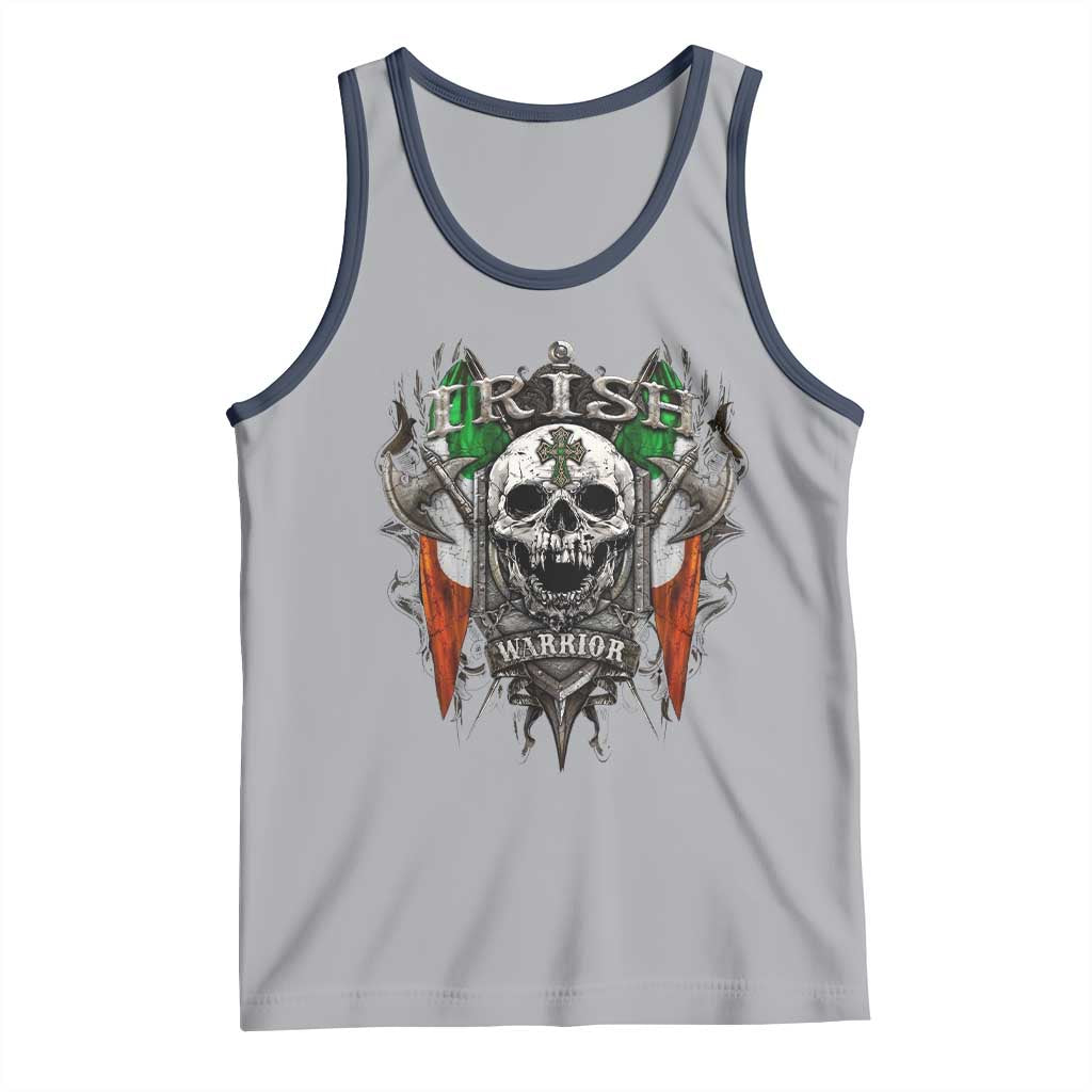 Funny Irish Warrior Tank Top Vintage Skull Celtic Cross Ireland Flag TS11 Athletic Heather Navy Print Your Wear