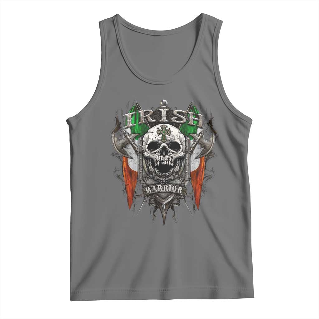 Funny Irish Warrior Tank Top Vintage Skull Celtic Cross Ireland Flag TS11 Black Heather Print Your Wear