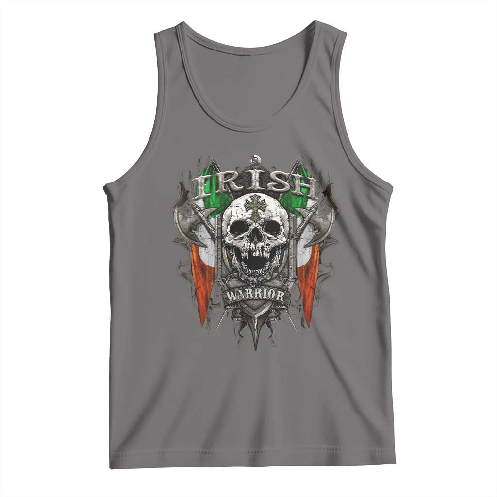 Funny Irish Warrior Tank Top Vintage Skull Celtic Cross Ireland Flag TS11 Deep Heather Print Your Wear