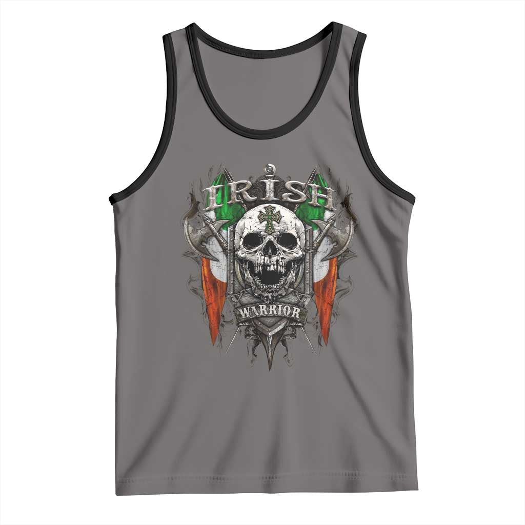 Funny Irish Warrior Tank Top Vintage Skull Celtic Cross Ireland Flag TS11 Deep Heather Black Print Your Wear