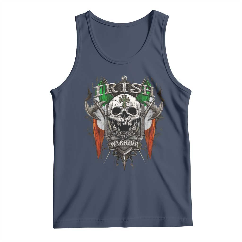 Funny Irish Warrior Tank Top Vintage Skull Celtic Cross Ireland Flag TS11 Navy Print Your Wear