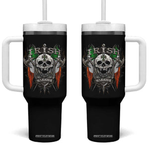 Funny Irish Warrior Tumbler With Handle Vintage Skull Celtic Cross Ireland Flag TS11 One Size: 40 oz Black Print Your Wear