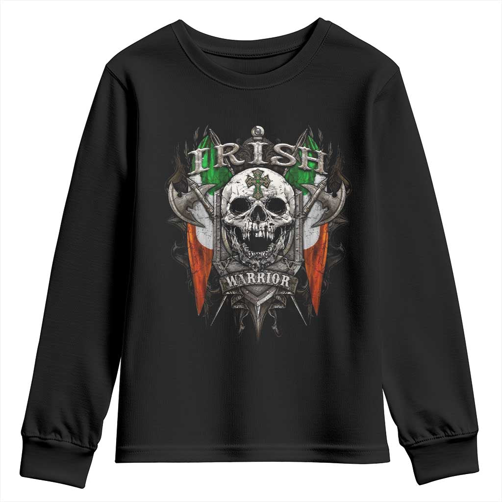 Funny Irish Warrior Youth Sweatshirt Vintage Skull Celtic Cross Ireland Flag TS11 Black Print Your Wear