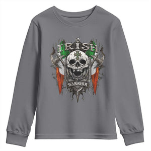 Funny Irish Warrior Youth Sweatshirt Vintage Skull Celtic Cross Ireland Flag TS11 Charcoal Print Your Wear