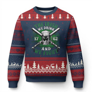 Irish Soldiers 1762 Ugly Christmas Sweater The Irish We Drink And We Fight Shamrock Beer Parade TS11 Navy Red Print Your Wear