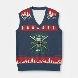 Irish Soldiers 1762 V-Neck Knit Sweater Vest The Irish We Drink And We Fight Shamrock Beer Parade TS11 Navy Red Print Your Wear