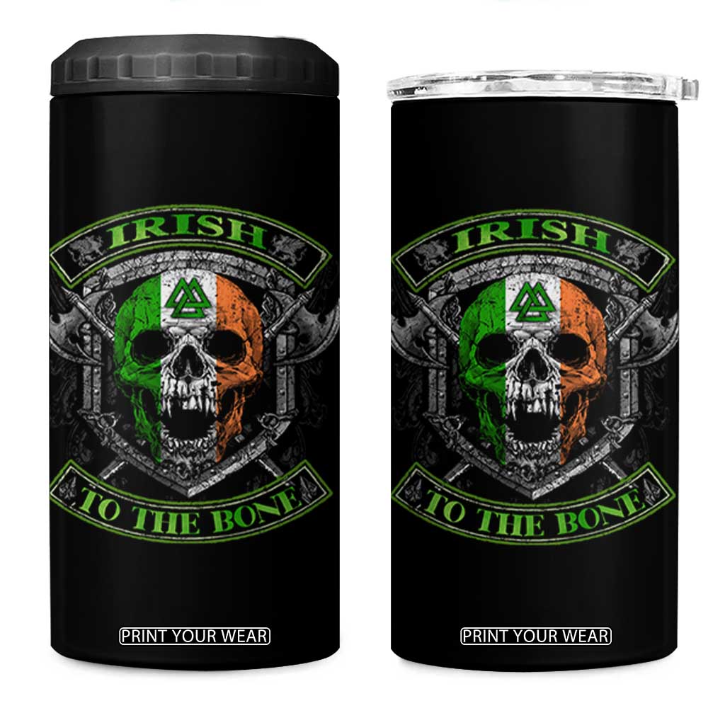 Irish Viking 4 in 1 Can Cooler Tumbler Irish To The Bone Vintage Ireland Flag Skull TS11 One Size: 16 oz Black Print Your Wear