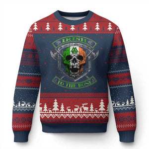 Irish Viking Ugly Christmas Sweater Irish To The Bone Vintage Ireland Flag Skull TS11 Navy Red Print Your Wear