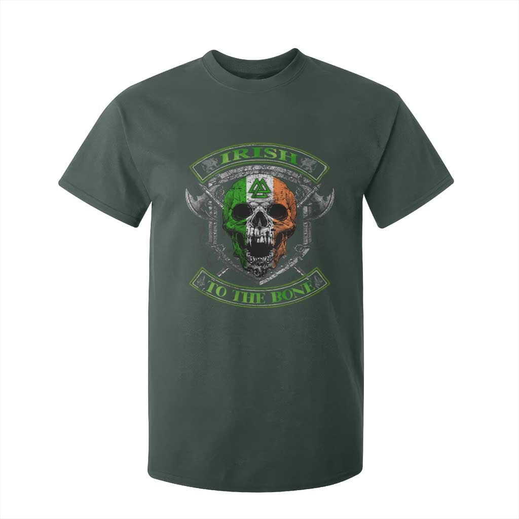 Irish Viking T Shirt For Kid Irish To The Bone Vintage Ireland Flag Skull TS11 Dark Forest Green Print Your Wear