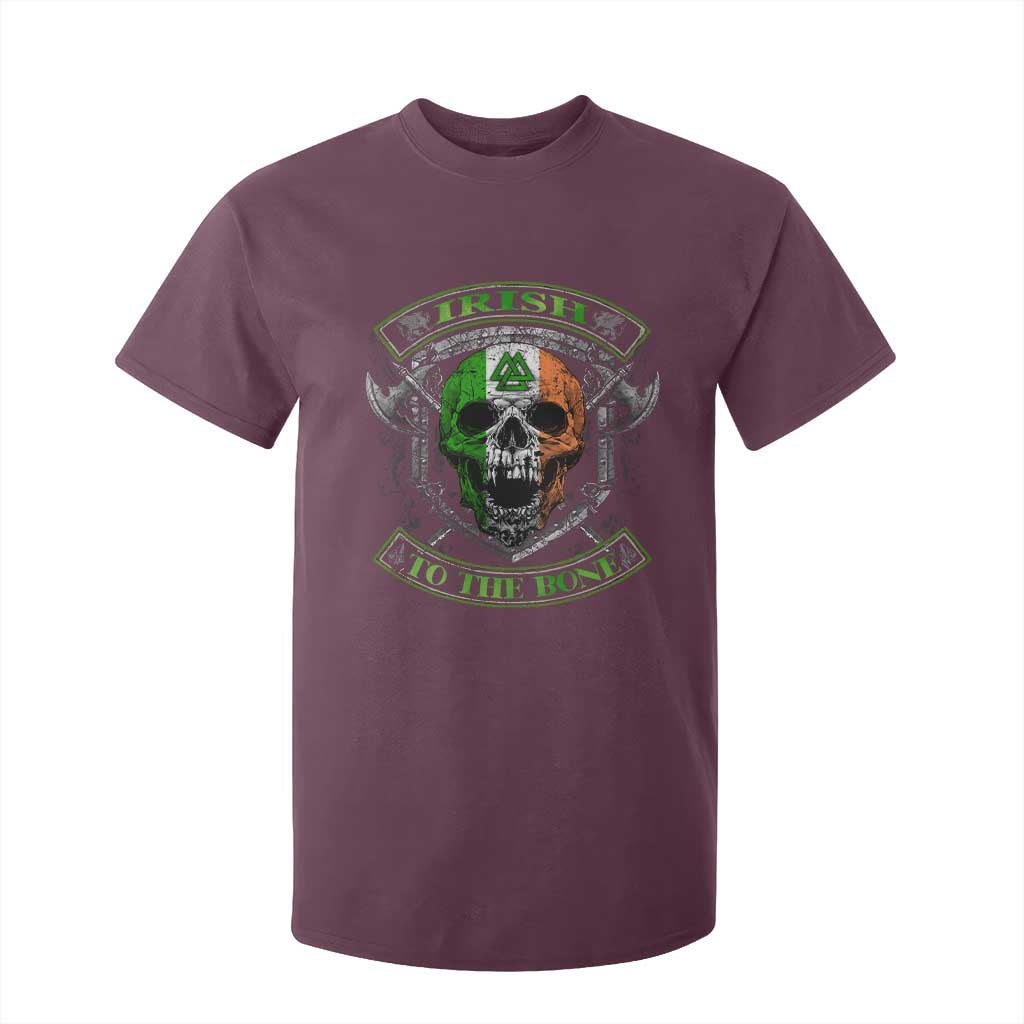 Irish Viking T Shirt For Kid Irish To The Bone Vintage Ireland Flag Skull TS11 Maroon Print Your Wear