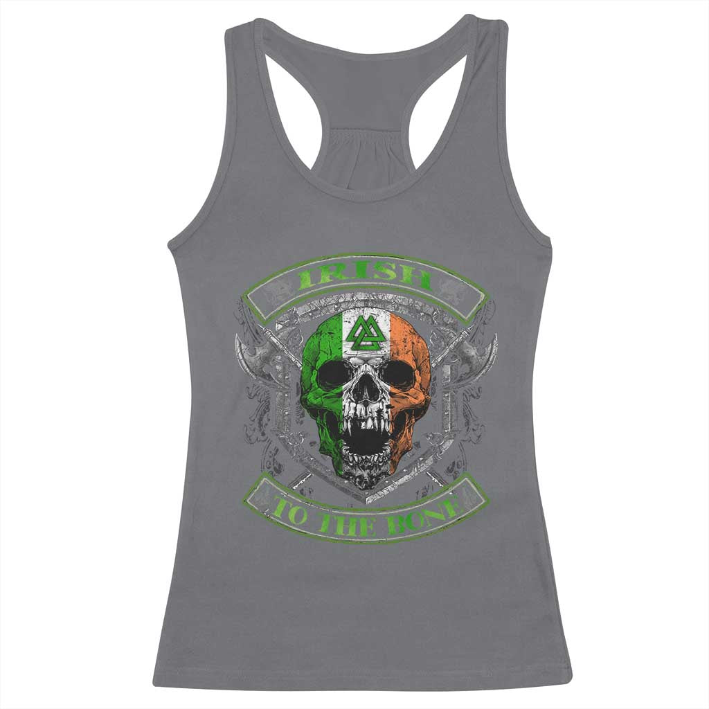 Irish Viking Racerback Tank Top Irish To The Bone Vintage Ireland Flag Skull TS11 Charcoal Print Your Wear