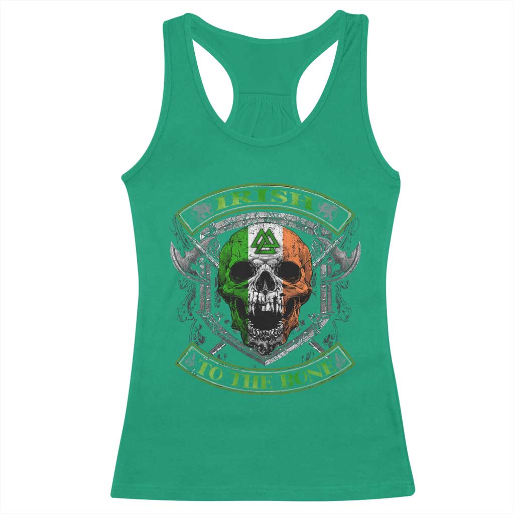 Irish Viking Racerback Tank Top Irish To The Bone Vintage Ireland Flag Skull TS11 Irish Green Print Your Wear