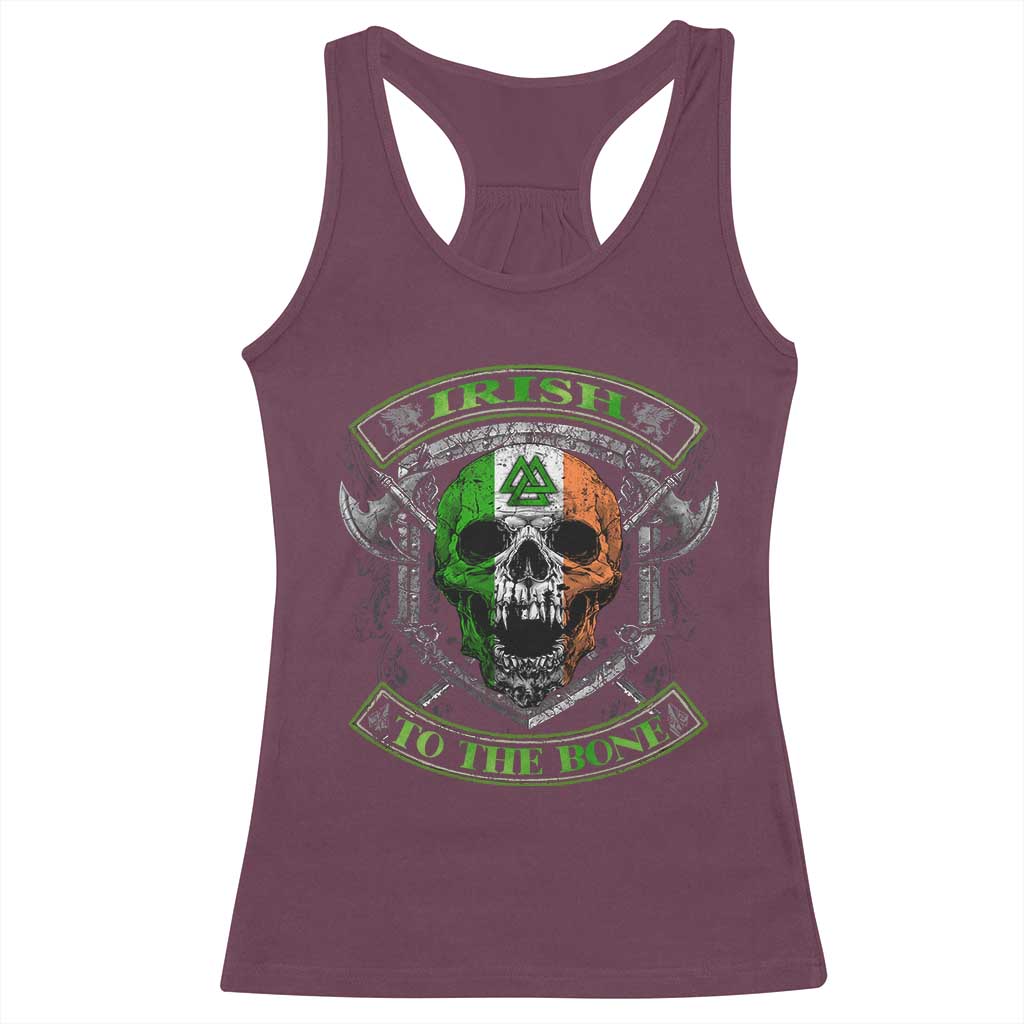 Irish Viking Racerback Tank Top Irish To The Bone Vintage Ireland Flag Skull TS11 Maroon Print Your Wear