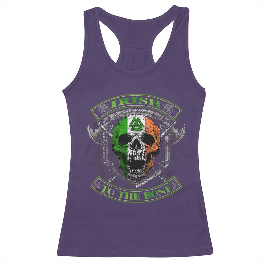 Irish Viking Racerback Tank Top Irish To The Bone Vintage Ireland Flag Skull TS11 Purple Print Your Wear