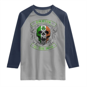 Irish Viking Raglan Shirt Irish To The Bone Vintage Ireland Flag Skull TS11 Sport Gray Navy Print Your Wear