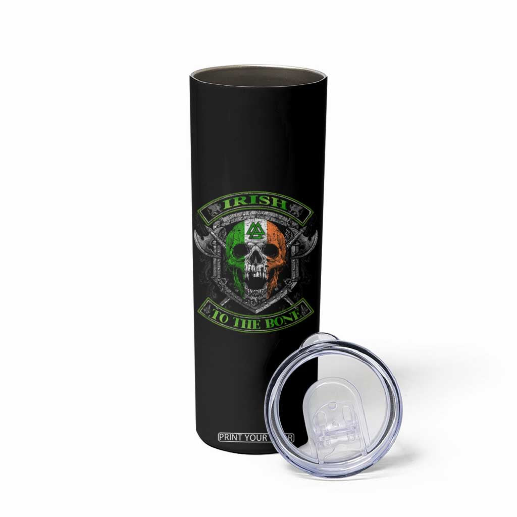Irish Viking Skinny Tumbler Irish To The Bone Vintage Ireland Flag Skull TS11 Print Your Wear