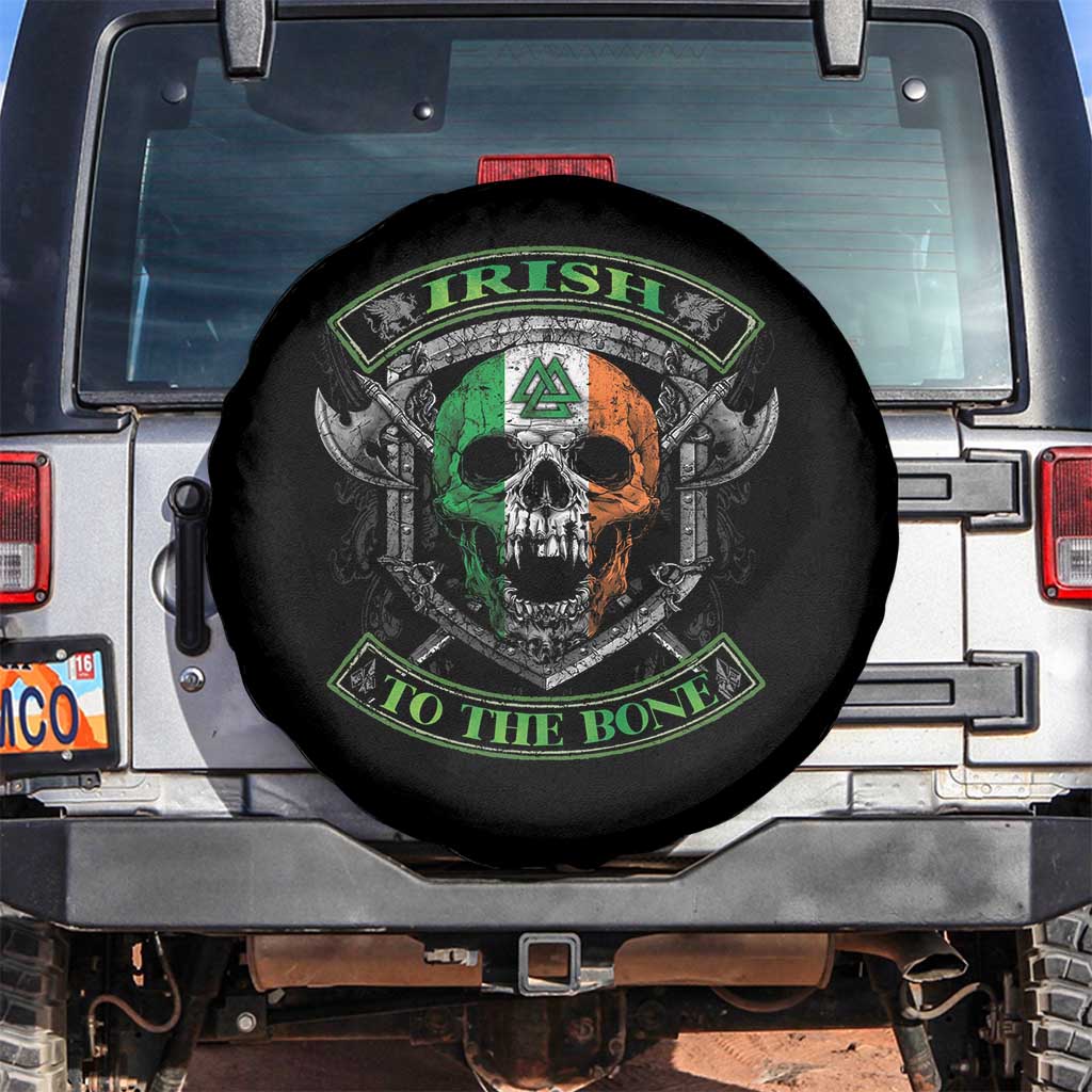 Irish Viking Spare Tire Cover Irish To The Bone Vintage Ireland Flag Skull TS11 No hole Black Print Your Wear