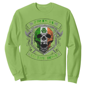 Irish Viking Sweatshirt Irish To The Bone Vintage Ireland Flag Skull TS11 Lime Print Your Wear