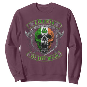 Irish Viking Sweatshirt Irish To The Bone Vintage Ireland Flag Skull TS11 Maroon Print Your Wear