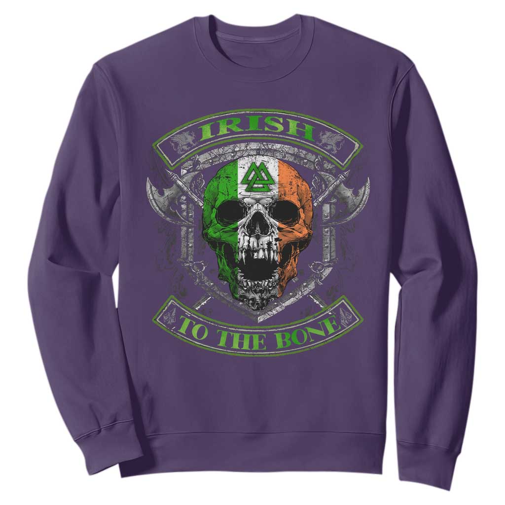 Irish Viking Sweatshirt Irish To The Bone Vintage Ireland Flag Skull TS11 Purple Print Your Wear