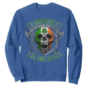 Irish Viking Sweatshirt Irish To The Bone Vintage Ireland Flag Skull TS11 Royal Blue Print Your Wear
