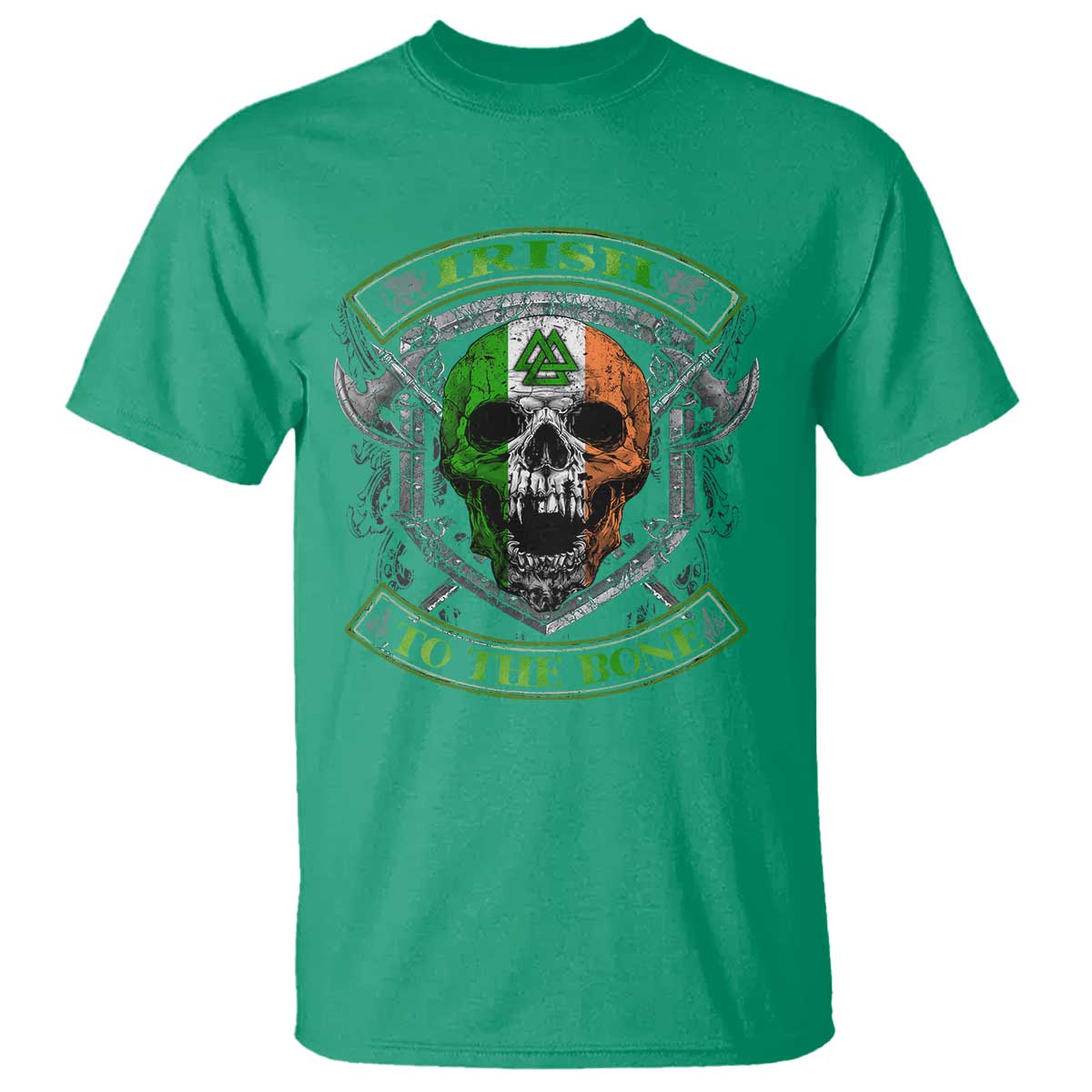Irish Viking T Shirt Irish To The Bone Vintage Ireland Flag Skull TS11 Irish Green Print Your Wear