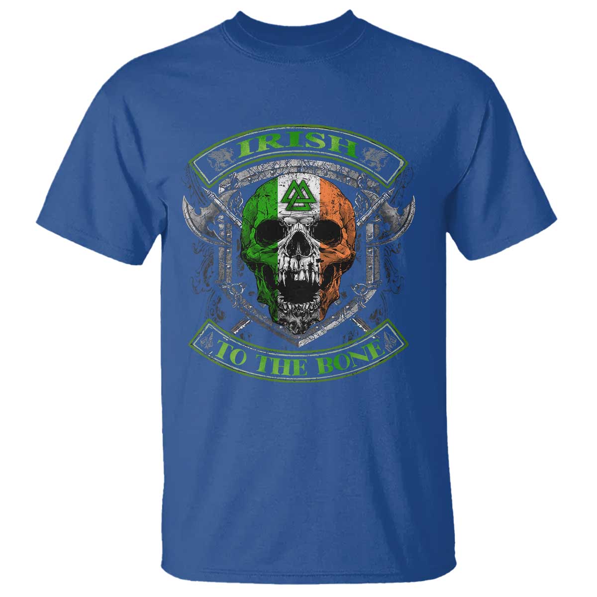 Irish Viking T Shirt Irish To The Bone Vintage Ireland Flag Skull TS11 Royal Blue Print Your Wear