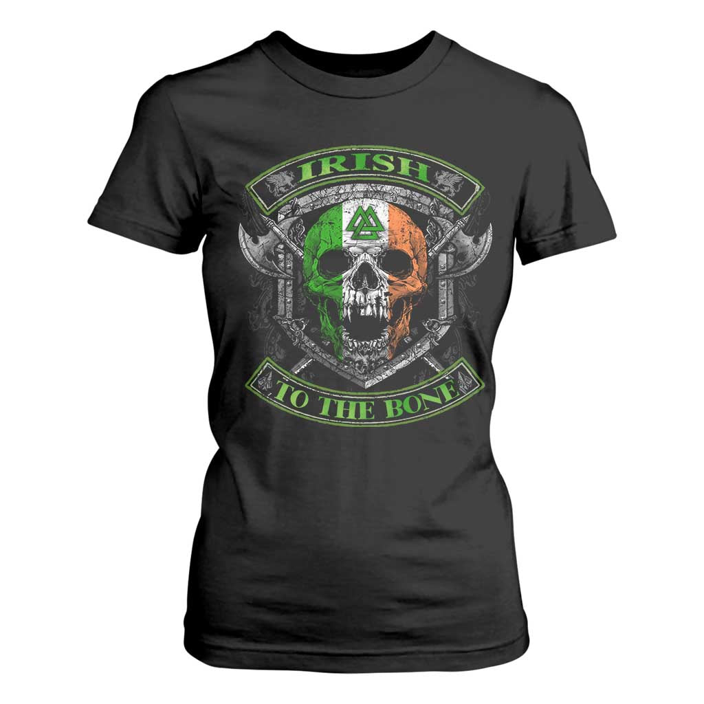 Irish Viking T Shirt For Women Irish To The Bone Vintage Ireland Flag Skull TS11 Black Print Your Wear