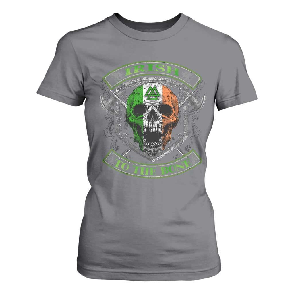 Irish Viking T Shirt For Women Irish To The Bone Vintage Ireland Flag Skull TS11 Charcoal Print Your Wear