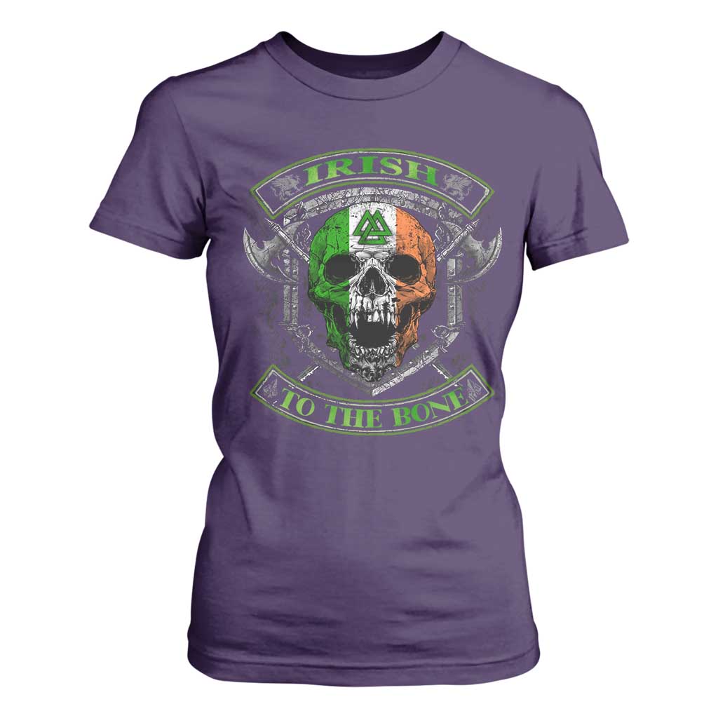 Irish Viking T Shirt For Women Irish To The Bone Vintage Ireland Flag Skull TS11 Purple Print Your Wear