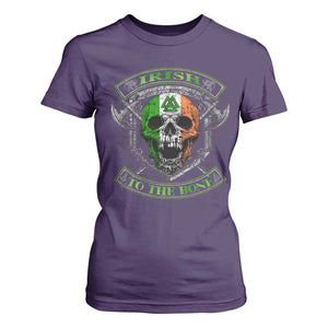 Irish Viking T Shirt For Women Irish To The Bone Vintage Ireland Flag Skull TS11 Purple Print Your Wear