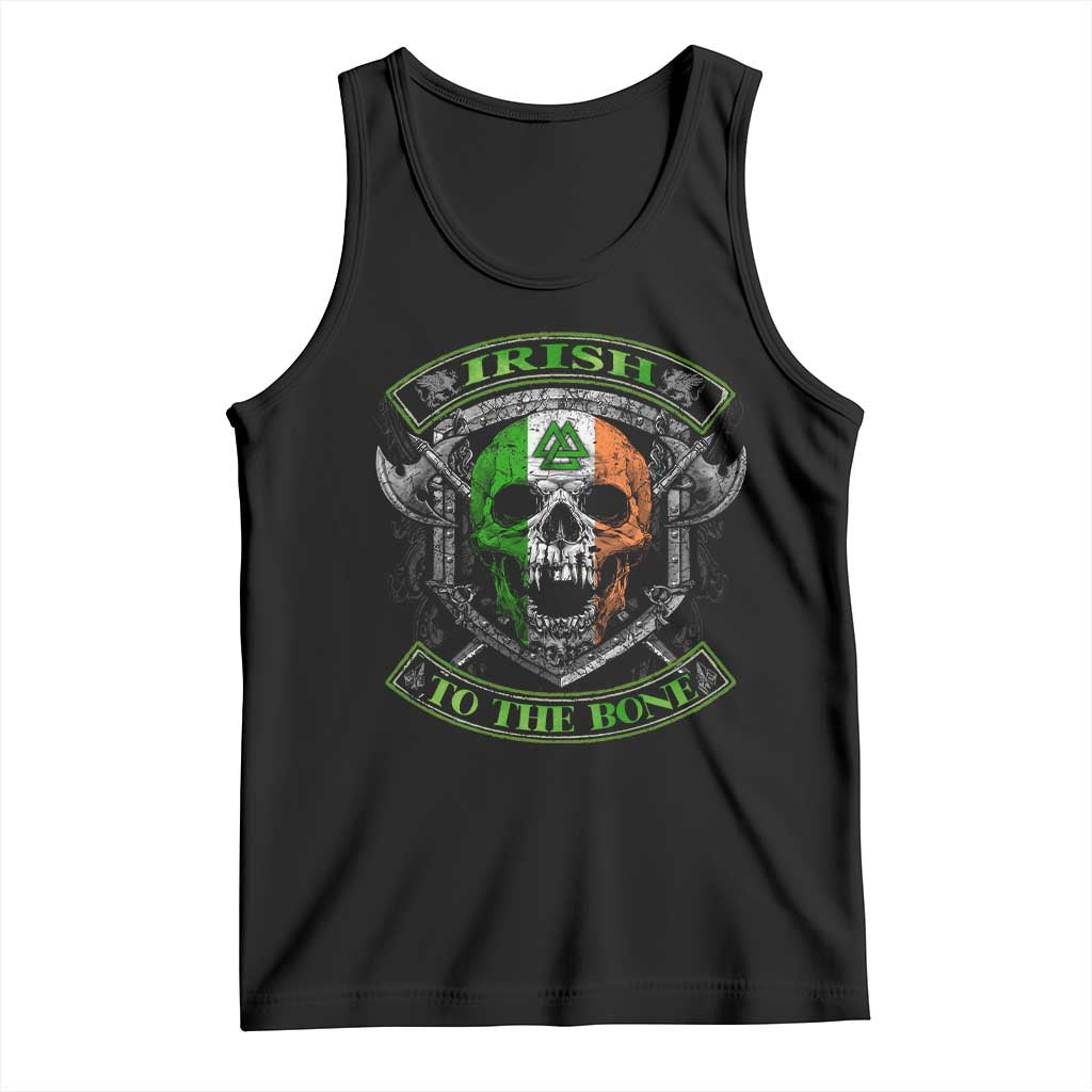 Irish Viking Tank Top Irish To The Bone Vintage Ireland Flag Skull TS11 Black Print Your Wear