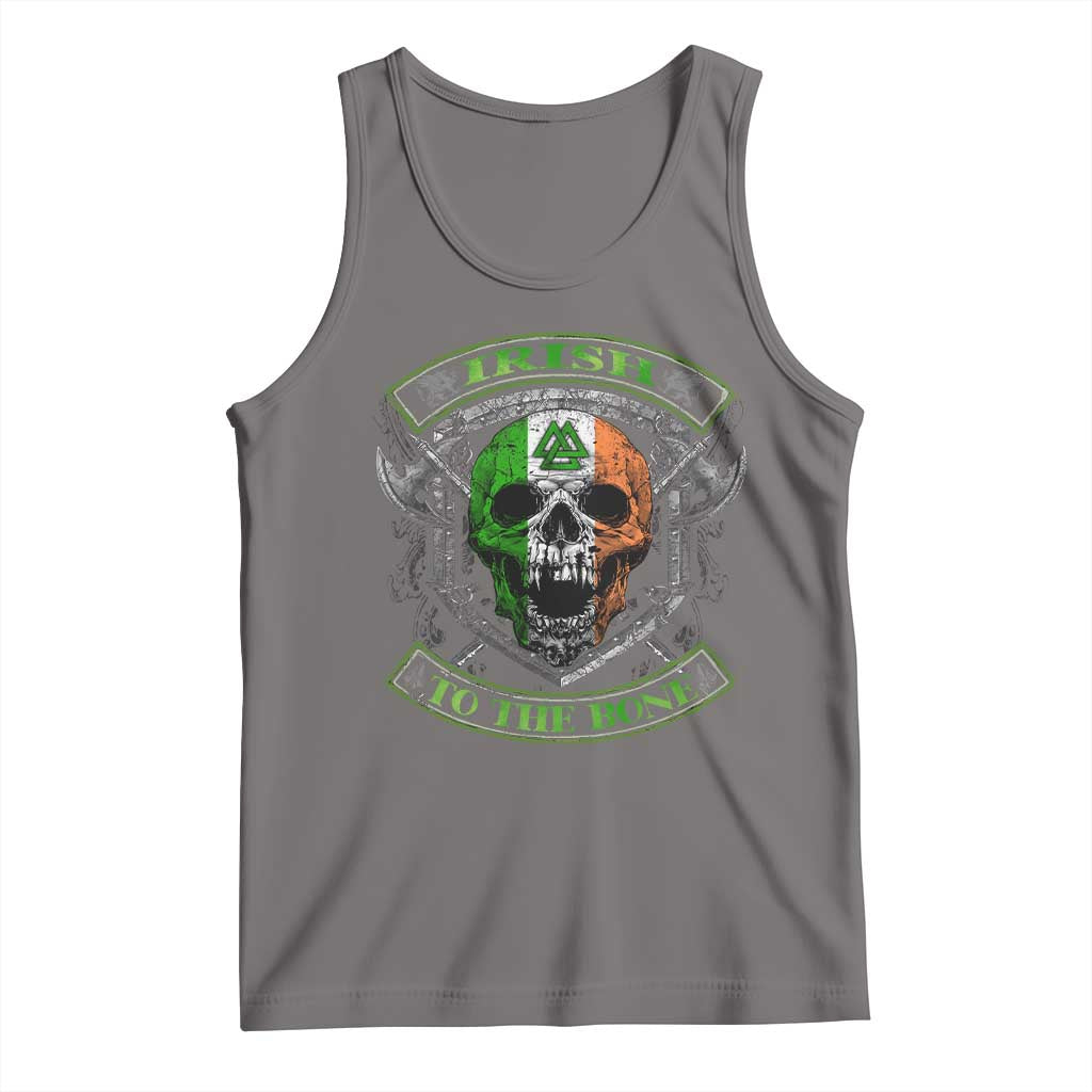 Irish Viking Tank Top Irish To The Bone Vintage Ireland Flag Skull TS11 Deep Heather Print Your Wear
