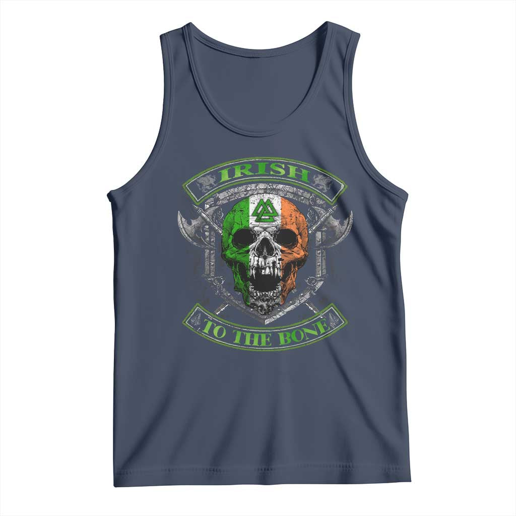 Irish Viking Tank Top Irish To The Bone Vintage Ireland Flag Skull TS11 Navy Print Your Wear