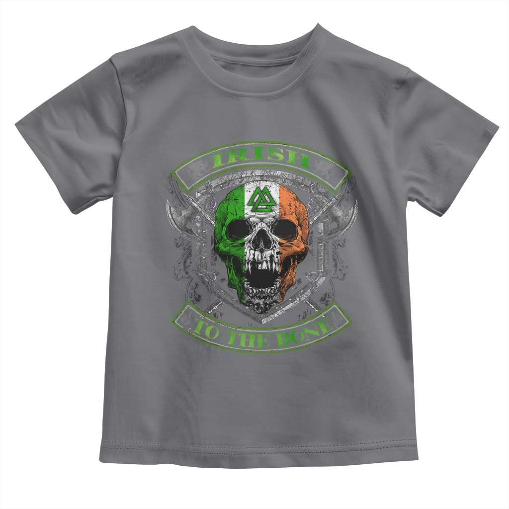 Irish Viking Toddler T Shirt Irish To The Bone Vintage Ireland Flag Skull TS11 Charcoal Print Your Wear