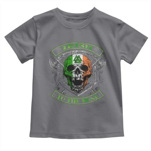 Irish Viking Toddler T Shirt Irish To The Bone Vintage Ireland Flag Skull TS11 Charcoal Print Your Wear