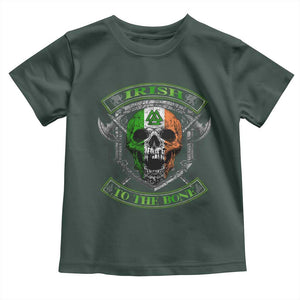 Irish Viking Toddler T Shirt Irish To The Bone Vintage Ireland Flag Skull TS11 Dark Forest Green Print Your Wear