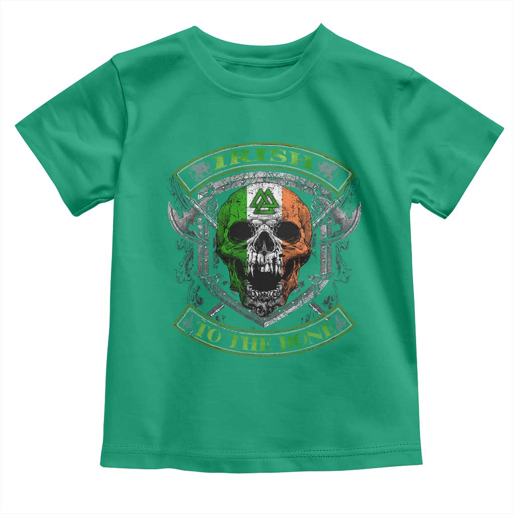 Irish Viking Toddler T Shirt Irish To The Bone Vintage Ireland Flag Skull TS11 Irish Green Print Your Wear