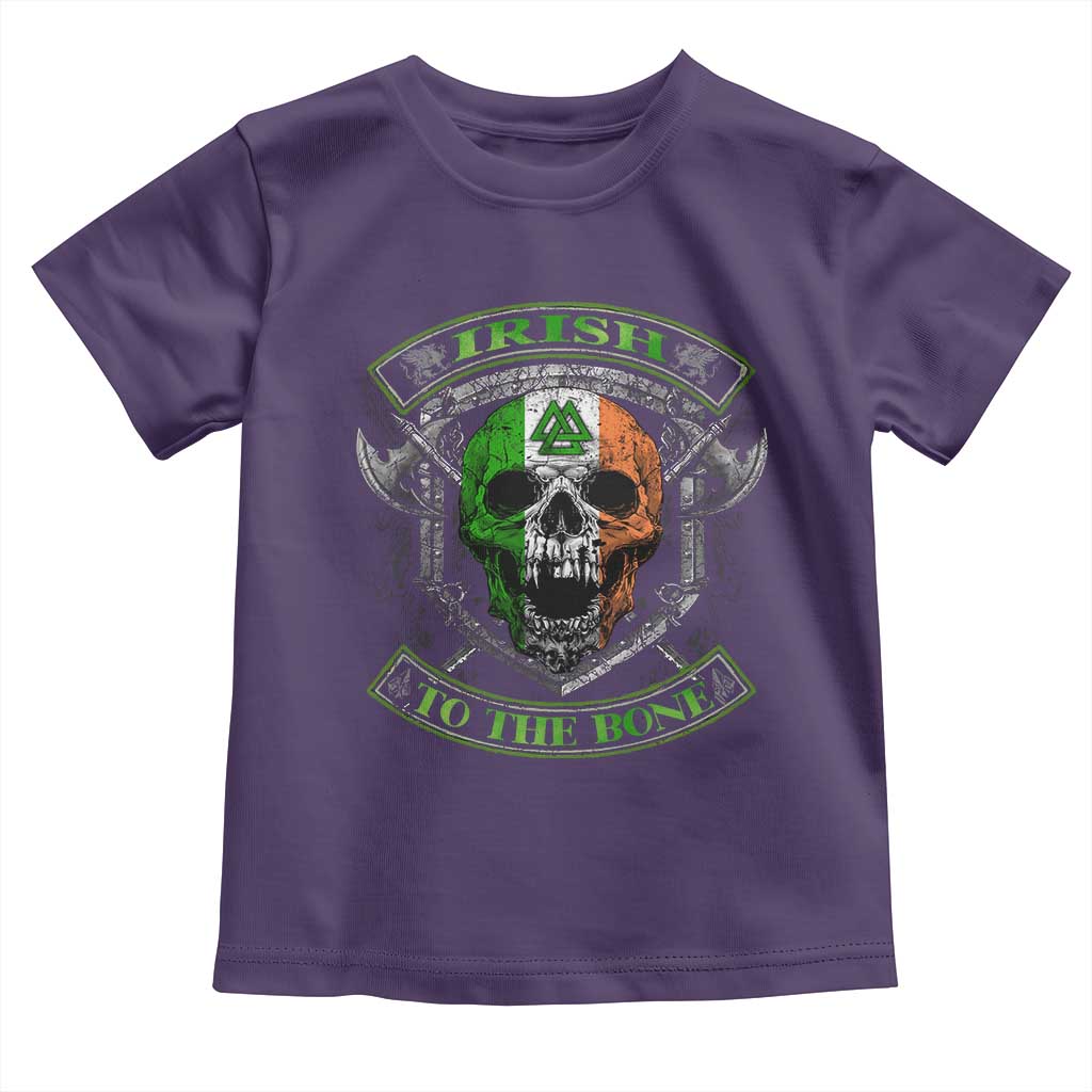 Irish Viking Toddler T Shirt Irish To The Bone Vintage Ireland Flag Skull TS11 Purple Print Your Wear