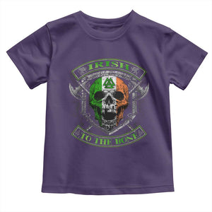 Irish Viking Toddler T Shirt Irish To The Bone Vintage Ireland Flag Skull TS11 Purple Print Your Wear