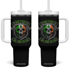 Irish Viking Tumbler With Handle Irish To The Bone Vintage Ireland Flag Skull TS11 One Size: 40 oz Black Print Your Wear