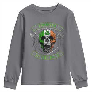 Irish Viking Youth Sweatshirt Irish To The Bone Vintage Ireland Flag Skull TS11 Charcoal Print Your Wear