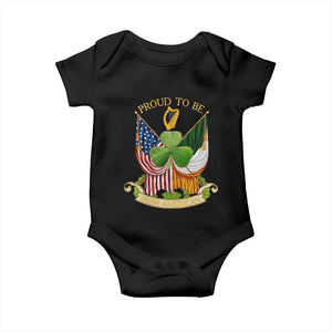 Proud To Be Irish American Baby Onesie Vintage Ireland USA Flag Shamrock Harp TS11 Black Print Your Wear